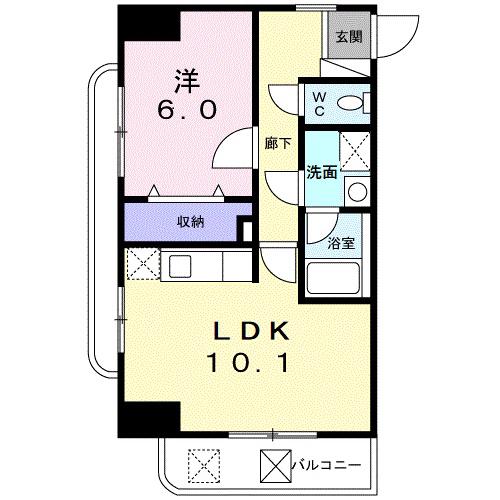 アズビオス元城(1LDK/5階)の間取り写真