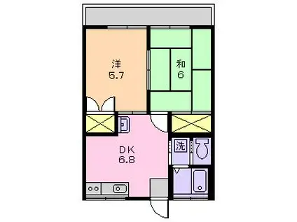 アメニティナガシマ(2DK/1階)の間取り写真