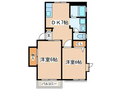 メディオ湘南(2DK/2階)の間取り写真