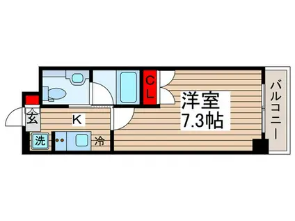 レジディア月島III(1K/4階)の間取り写真