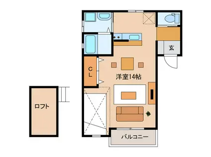 メイプルハイムT(ワンルーム/2階)の間取り写真