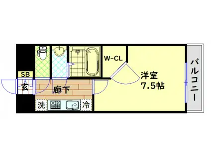 ワールドアイ難波南PORTA(1K/8階)の間取り写真