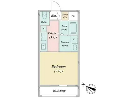 CRANE HEIM(1K/2階)の間取り写真