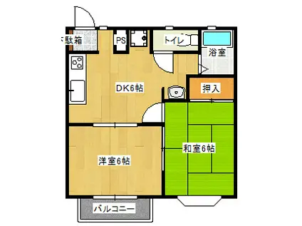 コーポソリアード(2DK/2階)の間取り写真