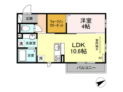 リヴェールC(1LDK/3階)の間取り写真