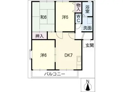 ピースフル源氏(3DK/1階)の間取り写真