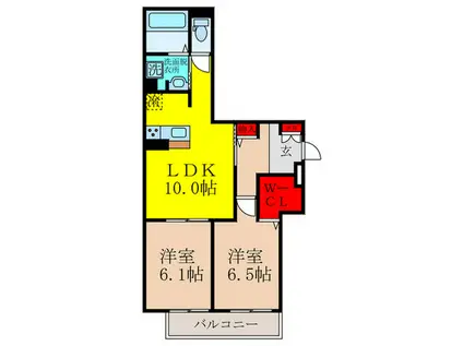 ミランド十三(2LDK/3階)の間取り写真