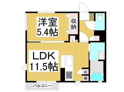 アパートメント公孫樹(1LDK/2階)の間取り写真