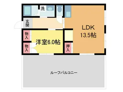 平野グリーンビル(1LDK/4階)の間取り写真