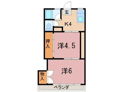 ナカノハイツ(2K/3階)の間取り写真