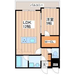 LUANA AIR RESIDENCE五橋(1LDK/2階)の間取り写真