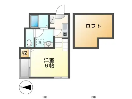 グランディール大宝(1K/2階)の間取り写真