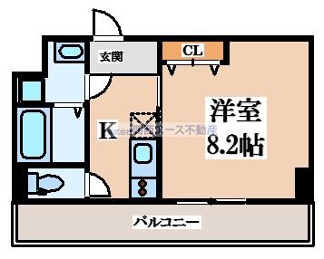 ルミエール八尾駅前(1K/9階)の間取り写真