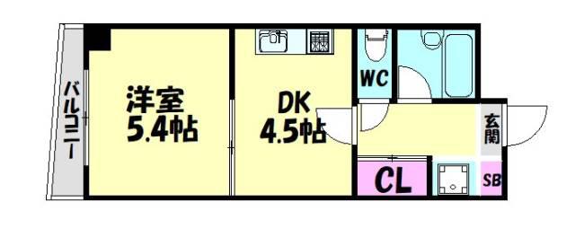 ヴィラージュ長承寺(1DK/3階)の間取り写真