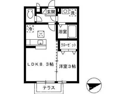 メゾン・ド・ルーラルII(1LDK/2階)の間取り写真