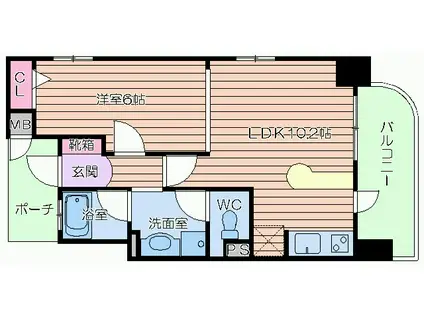 エステムプラザ梅田・扇町公園パークランド(1LDK/6階)の間取り写真