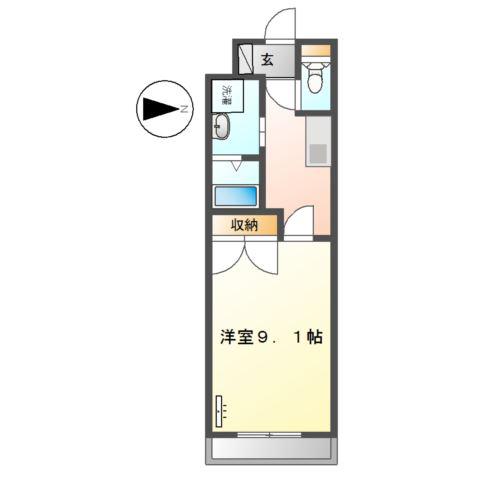 プライムコート(1K/1階)の間取り写真
