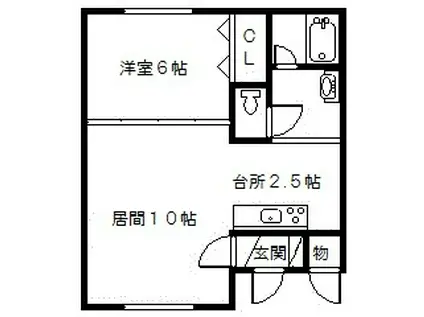 ラメゾン神楽岡(1LDK/2階)の間取り写真