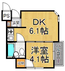 NBハイム西宮甲陽(1DK/2階)の間取り写真