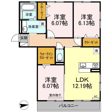 ギャレ花水木(3LDK/3階)の間取り写真