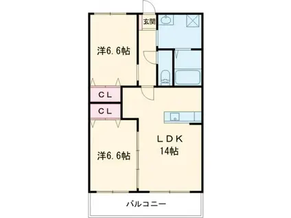 カルディアひかり(2LDK/6階)の間取り写真