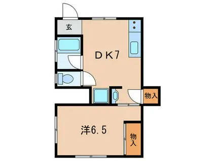 都電荒川線 巣鴨新田駅 徒歩3分 2階建 築45年(1DK/1階)の間取り写真