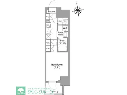 コンフォリア・リヴ北新宿(1K/9階)の間取り写真