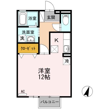 セジュール桜田(ワンルーム/2階)の間取り写真