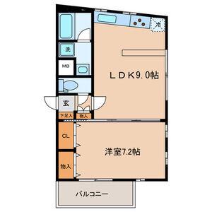 アンボワーズ(1LDK/1階)の間取り写真