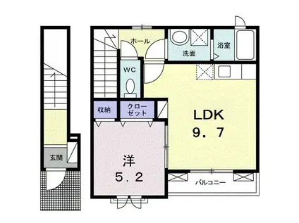 ルナ三田(1LDK/2階)の間取り写真