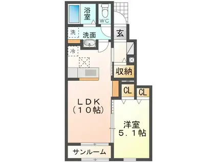 グラシオッソ坂井(1LDK/1階)の間取り写真