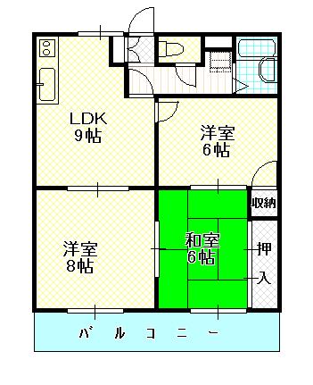 オリーブ鶴原(3LDK/1階)の間取り写真