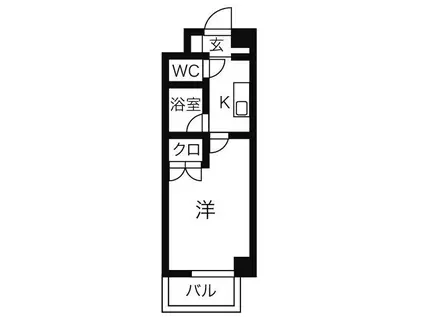 第2コーポ魚半(1K/4階)の間取り写真