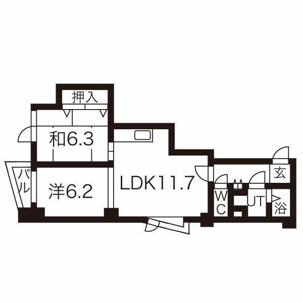 プレミエール中島公園通(2LDK/5階)の間取り写真