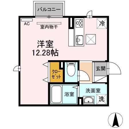 メゾン プレド パルク RYUNA(ワンルーム/1階)の間取り写真