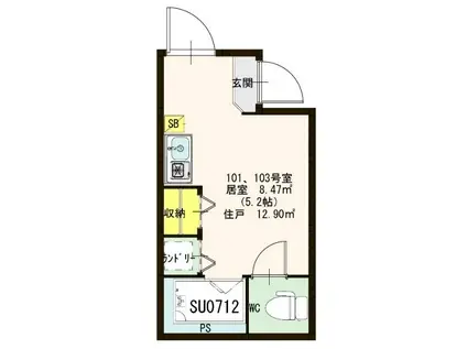 ハーモニーテラス方南町ウエスト(ワンルーム/1階)の間取り写真