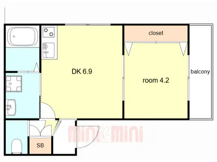 NET-K妙法寺2(1DK/2階)の間取り写真