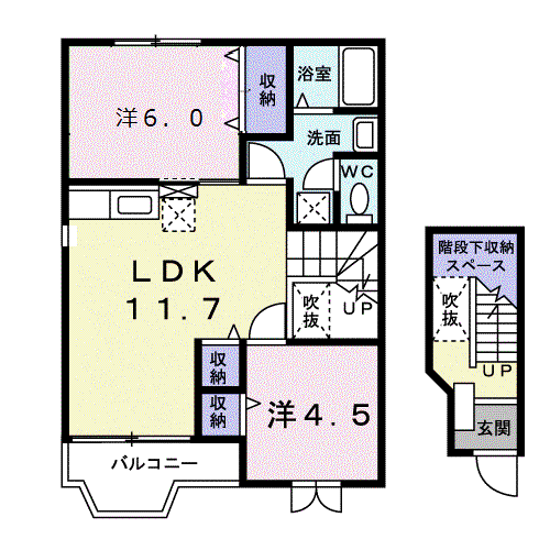 メゾンドールK IV(2LDK/2階)の間取り写真