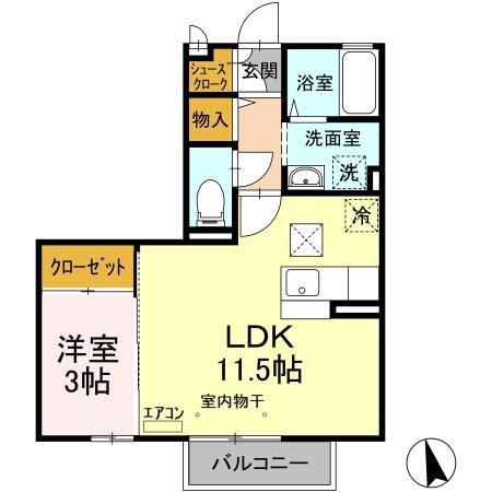 プレアデス見川E(1LDK/1階)の間取り写真