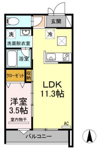 WINS V(1LDK/1階)の間取り写真