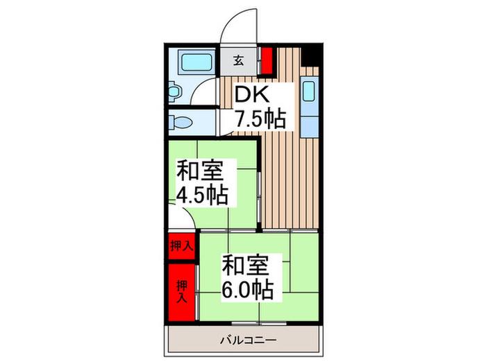 EXCEED川口(2DK/3階)の間取り写真