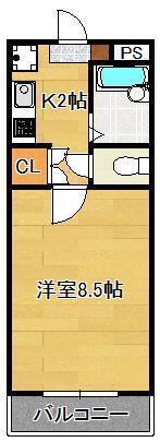 コンドミニアム青山(1K/2階)の間取り写真