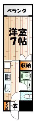 ギャラン片野(1K/2階)の間取り写真