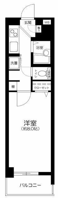 カーサ相生A棟(1K/7階)の間取り写真