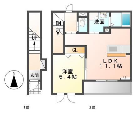 ジャスミン(1LDK/2階)の間取り写真