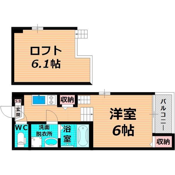 STAGE今市(1K/1階)の間取り写真