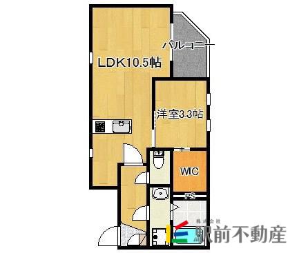 CRECIA千早(1LDK/3階)の間取り写真