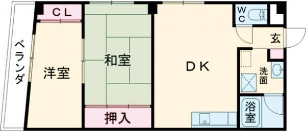 リエール川西ビル(2LDK/4階)の間取り写真