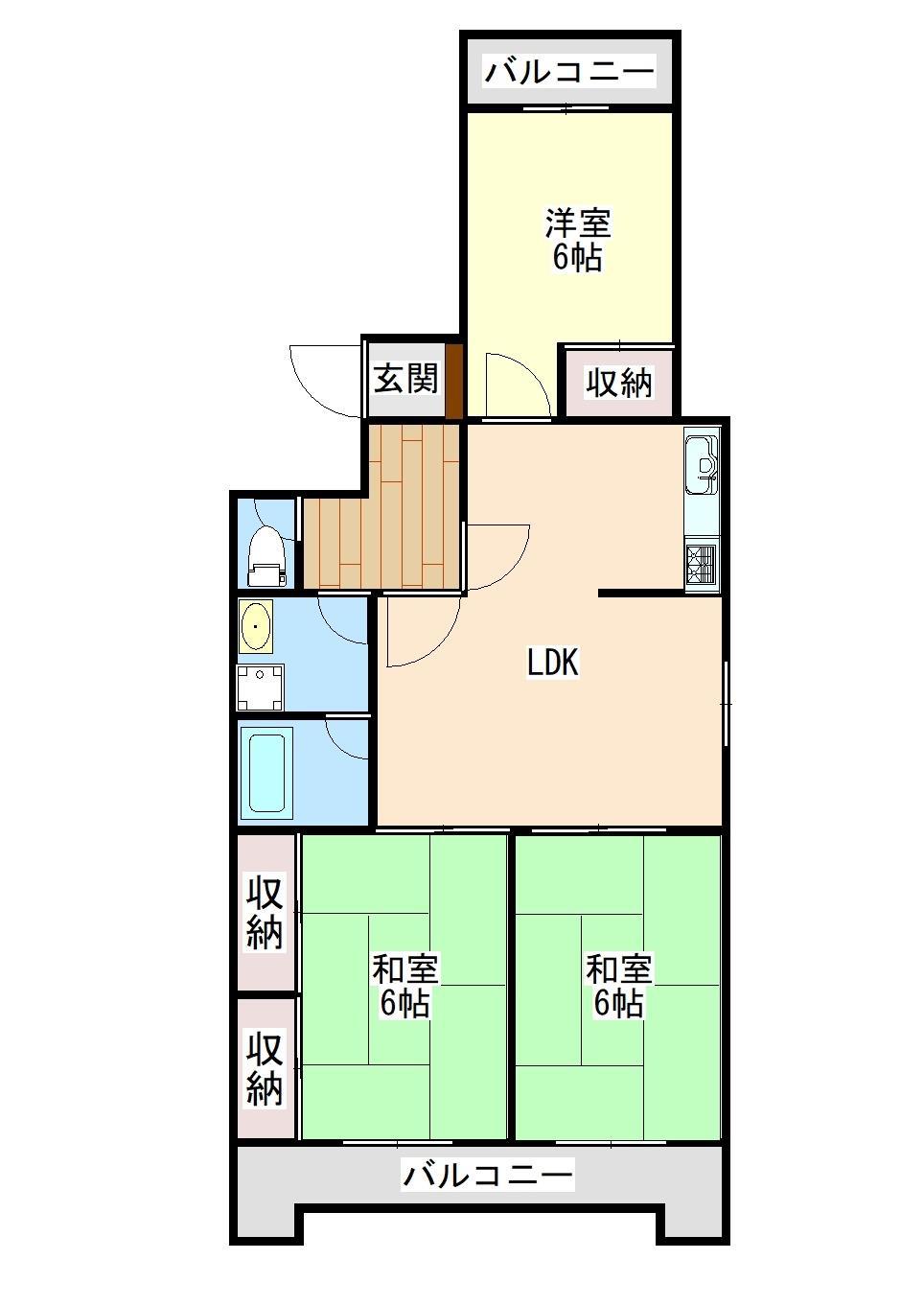 第一グリーンハイツ松縄(3LDK/1階)の間取り写真