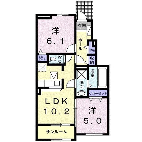 マリーゴールドウエスト(2LDK/1階)の間取り写真